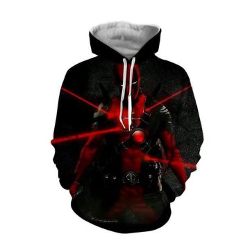 Vintage  Red Black Deadpool Pattern Deadpool Hoodie