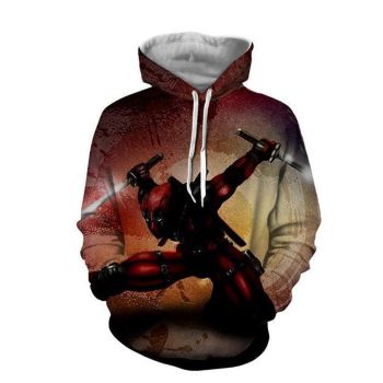 Cute And Loose Red Deadpool Pattern Deadpool Hoodie