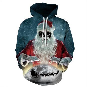 Loose And Gorgeous Blue Santa Claus  Pattern Christmas Hoodie