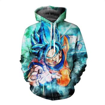 Street Style Blue Dragonball Pattern Dragonball Hoodie