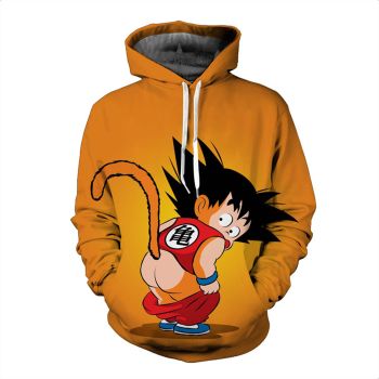 Loose And Fashion Orange Headshot Pattern Dragonball Hoodie