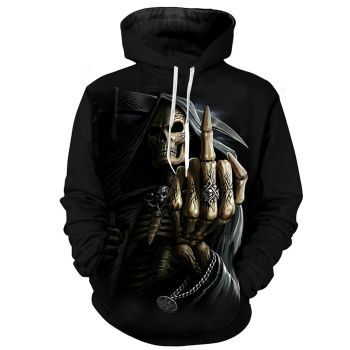 Classical And Elegance Black Skull Pattern Halloween Hoodie