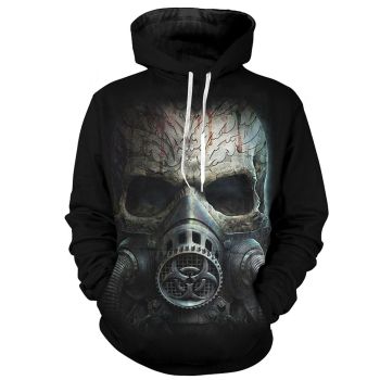 Loose Black Skull Pattern Halloween Hoodie