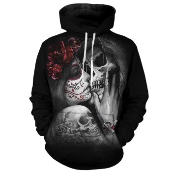  Fashion Black Skull Pattern Animals Hoodie