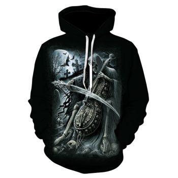 Fashion Black Skull Pattern Halloween Hoodie