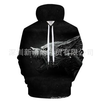 Popular And Vintage Black Wolf Pattern Animals Hoodie