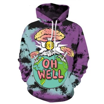 Classical  Blue Purple Skull Pattern Hip Hop Hoodie