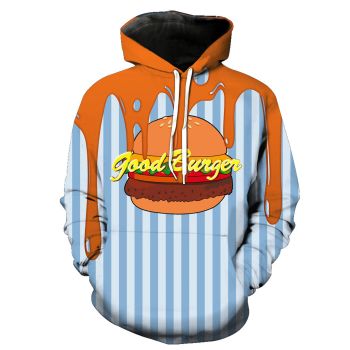 Loose Blue Orange Hamburger Pattern Food Hoodie