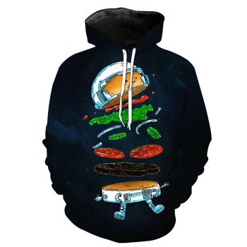 Pretty Blue Hamburger Pattern Food Hoodie