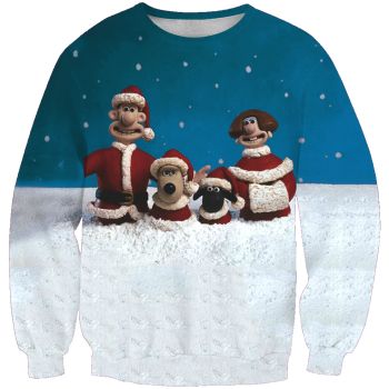 Street Blue White Headshot Pattern Christmas Hoodie