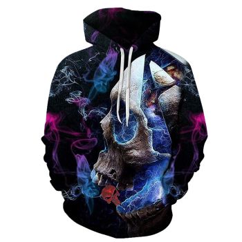 Loose Black Skull Pattern Halloween Hoodie