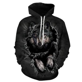 Generous And Beautiful Black Wolf Pattern Animals Hoodie