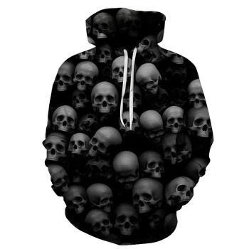 Vintage  Black Skull Pattern Halloween Hoodie