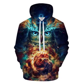 Loose Colorful Owl Pattern Animals Hoodie