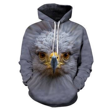Vintage  And Loose Grey Owl Pattern Animals Hoodie