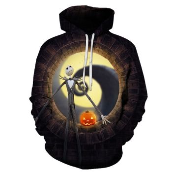 Loose Brown Skull Pattern Halloween Hoodie