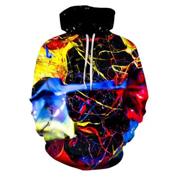Oversize Colorful Ink Pattern Spill Ink Hoodie