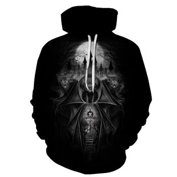 Elegance Black Skull Pattern Halloween Hoodie