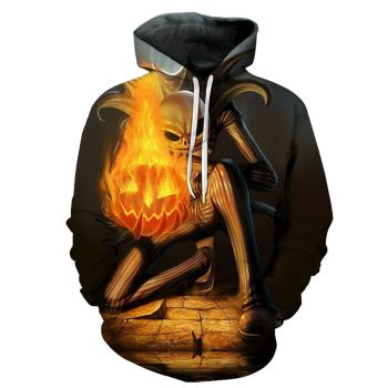 Precious And Gorgeous Orange Strawman Pattern Halloween Hoodie