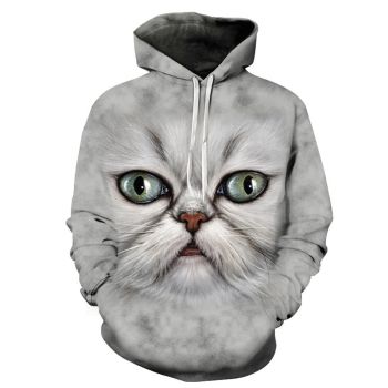 Cute Grey Cat Pattern Animals Hoodie