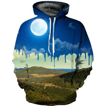 Classical  Blue Moon Pattern Scenery Hoodie
