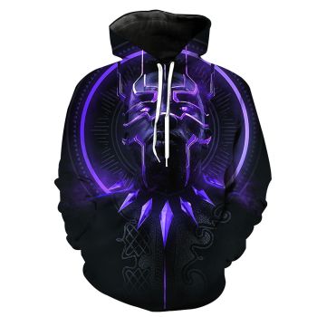 Loose And Fashion Black Purple Headshot Pattern Superhero Hoodie