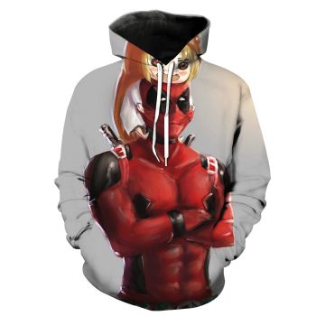Fashion Brown Red Deadpool Pattern Deadpool Hoodie