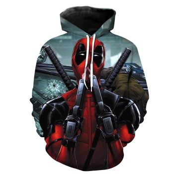 Vintage  Red Blue Deadpool Pattern Deadpool Hoodie