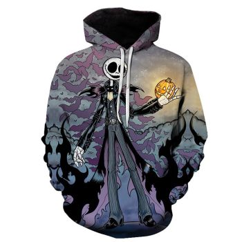 Street Blue Purple Skull Pattern Halloween Hoodie