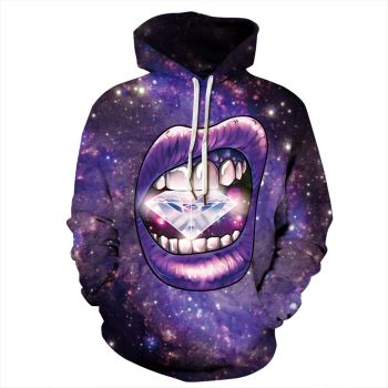 Street Style Purple Teeth Pattern Animals Hoodie