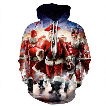 Popular And Vintage Red Santa Claus Pattern Christmas Hoodie