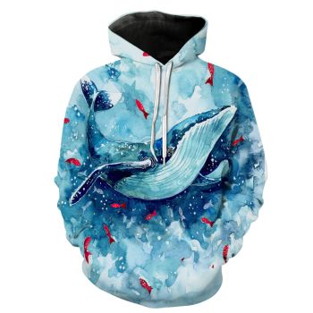 Precious Blue Whales Pattern Animals Hoodie