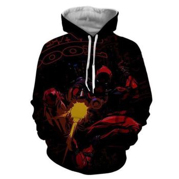Fashion Black Deadpool Pattern Deadpool Hoodie