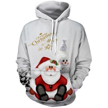 Fashion White Santa Claus Pattern Christmas Hoodie
