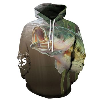 Temperament Green Fish   Pattern Animals Hoodie