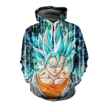 Vintage  And Loose Blue Headshot Pattern Dragonball Hoodie