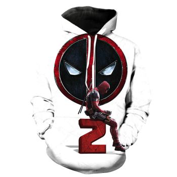 Gorgeous White Red Deadpool Pattern Deadpool Hoodie