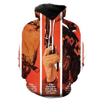 Oversize Orange Gun Pattern A Fistful Of Dollars Hoodie