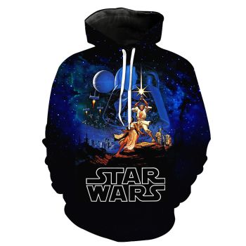 Fashion Black Blue Gun Pattern Star Wars Hoodie