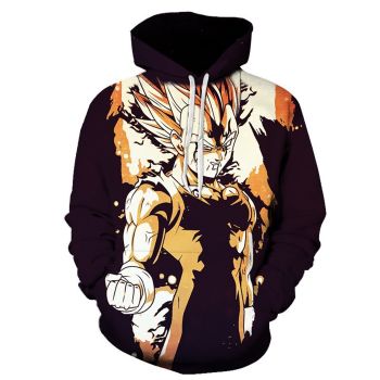 Street Style Black Orange Sun Wukong Pattern Dragonball Hoodie