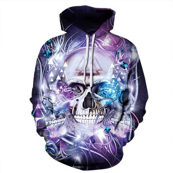 Loose And Gorgeous Purple Skull Pattern Halloween Hoodie