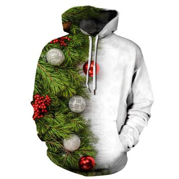 Street Green White Tree Pattern Christmas Hoodie