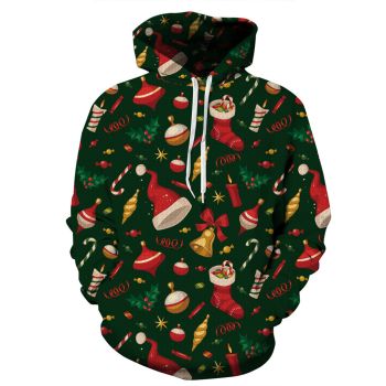 Fashion Green Tree Hat Pattern Christmas Hoodie