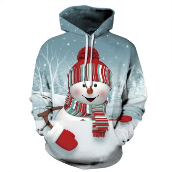 Generous And Beautiful Blue Snowman Pattern Animals Hoodie