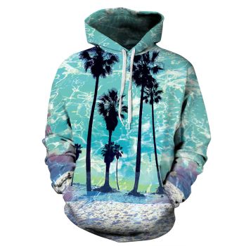 Cute Blue  Tree Pattern Scenery Hoodie