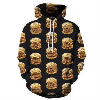 Popular Black Orange Hamburger Pattern Halloween Hoodie