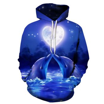Popular Blue Dolphin Pattern Animals Hoodie