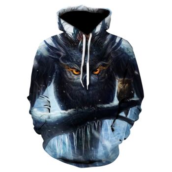 Generous And Beautiful Blue Owl Pattern Animals Hoodie