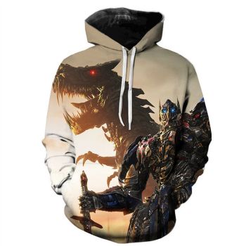 Pretty And Vintage  Brown Transformers Pattern Transformers Hoodie