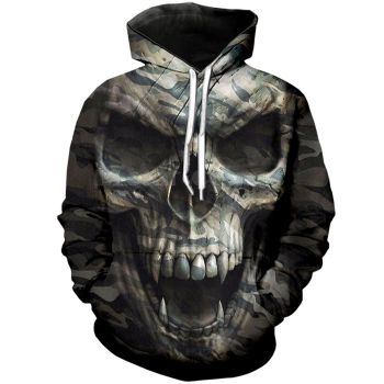 Loose And Gorgeous Black Skull Pattern Halloween Hoodie